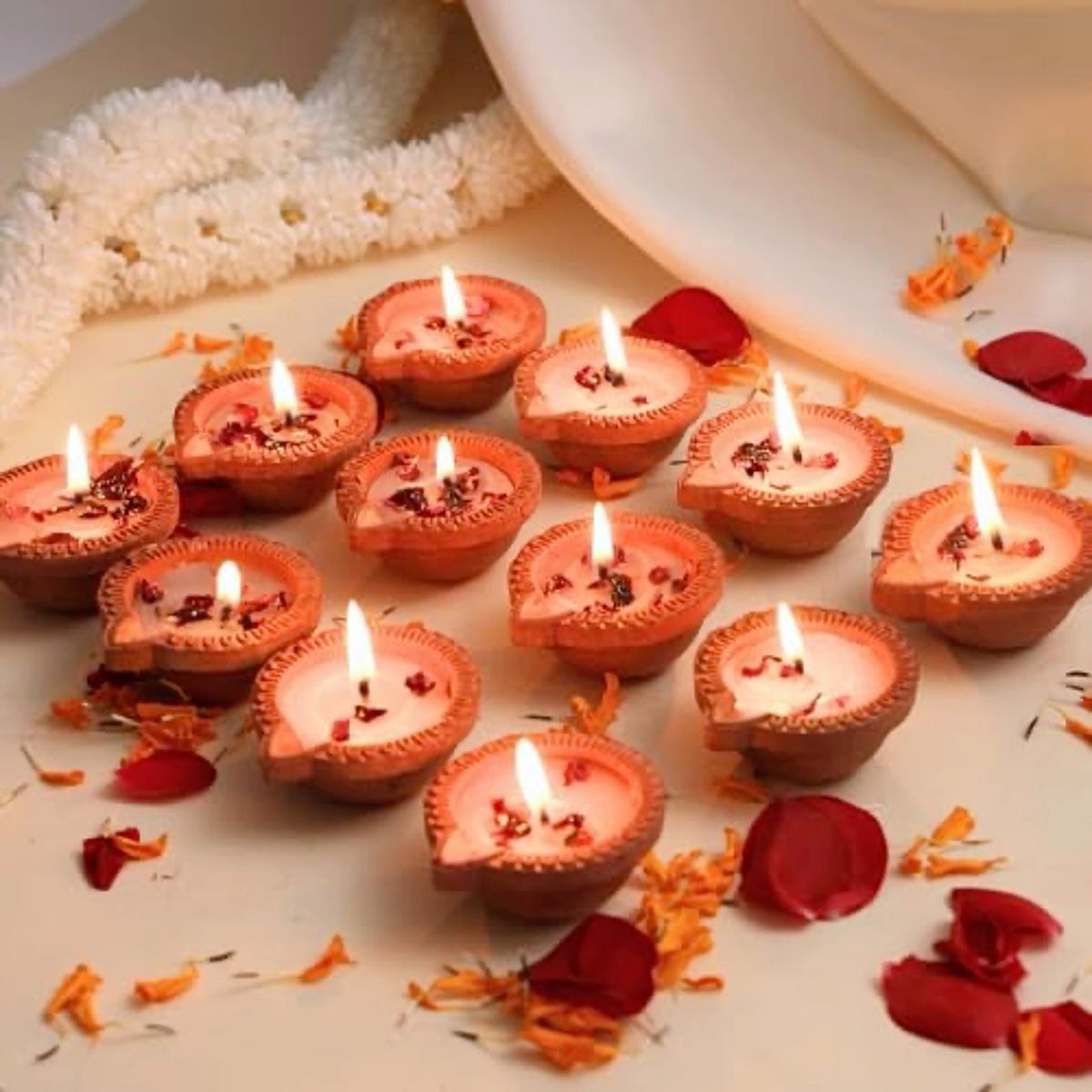 Floral Diya Candles